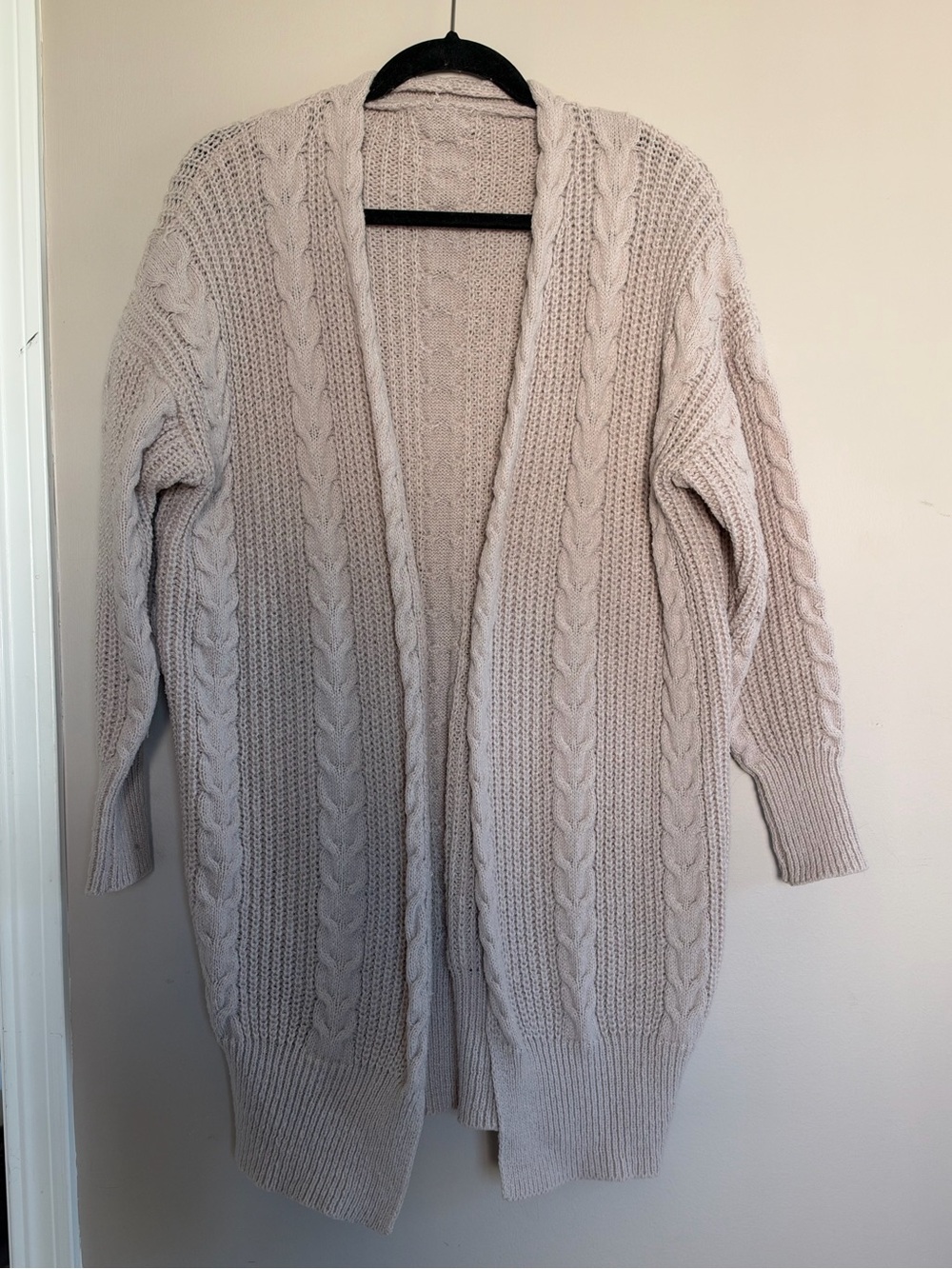 Cozy Cable Knit Open Cardigan Sweater - Cream